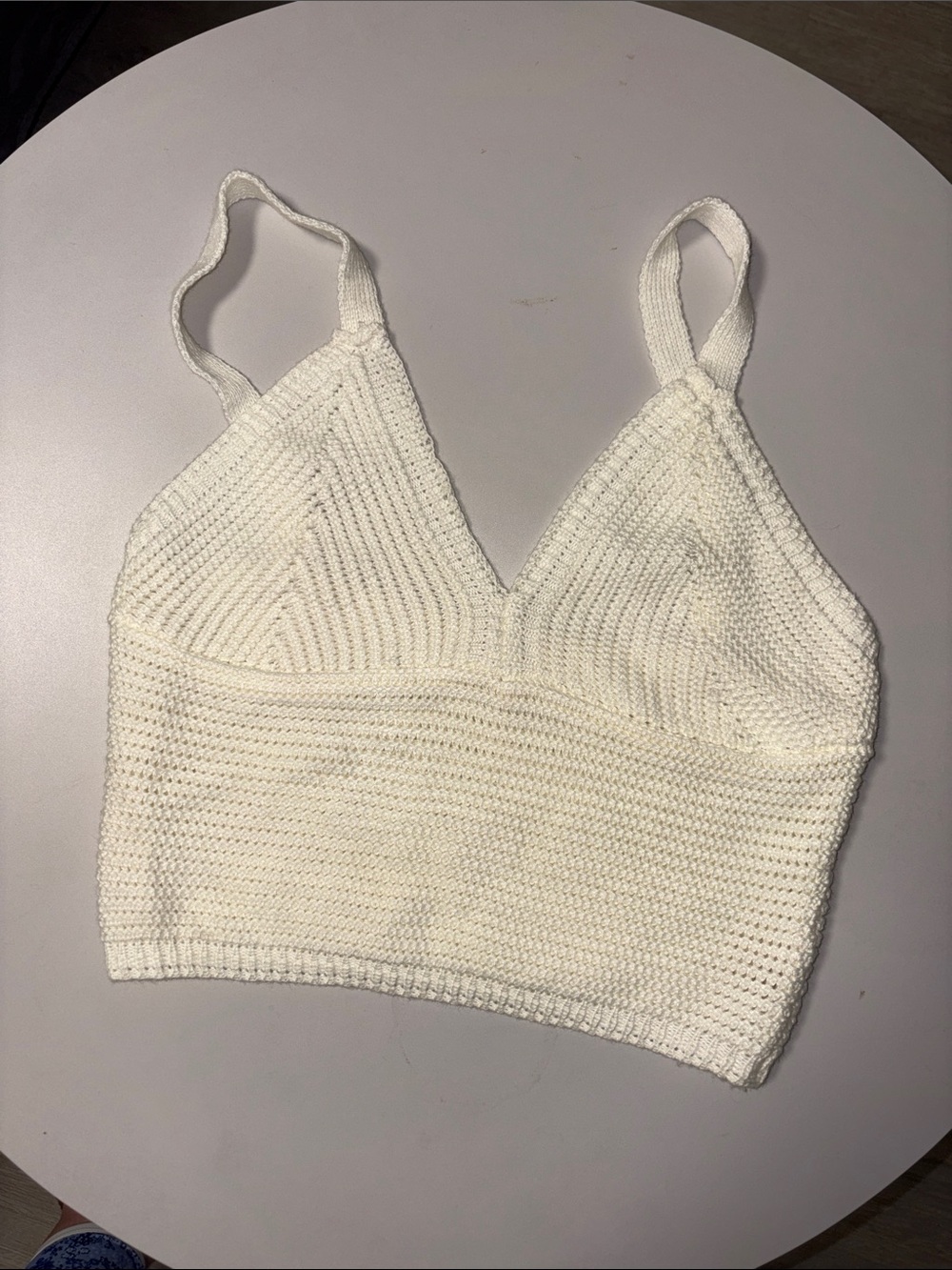 Women's White Crochet Crop Top - Bralette Style